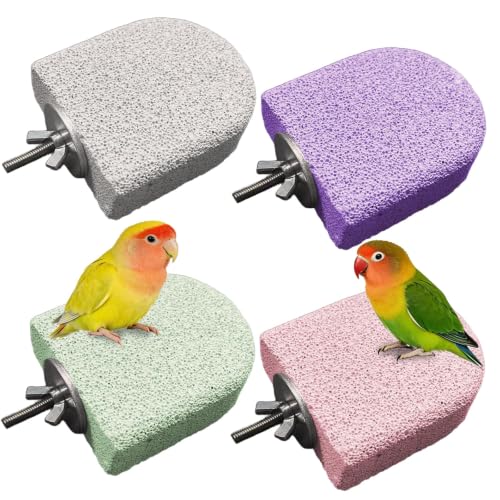 4Pack Bird Perch Stands Parrot Beak Grinding Stone Platform,Color-S | Parakeet Foot Claws Trimmer,Calcium Perch Climbing Chewing Toys for Small Medium Birds Cockatiel Conure Lovebird Budgie - color: 4Pack Colorful | S