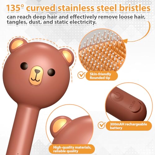 Cat Steam Brush with 2 Spray Levels & Release Button 4-in-1 Cat Water Brush | for Shedding Grooming, Pet Hair Removal Comb for Long Short Haired Cats Dogs, IPX7 Waterproof Self Cleaning Slicker Brush - color: Brown with Handle