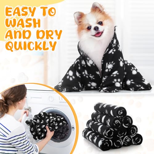 Tatuo 10 Pieces Pet Blankets with Paw Print Dog Cat Fleece Blankets Soft Warm Sleep Mat Pad Bed Cover for Kitten Puppy and Other Small Animals, 24 x 28 Inch(Cool Color) - color: Cool Color