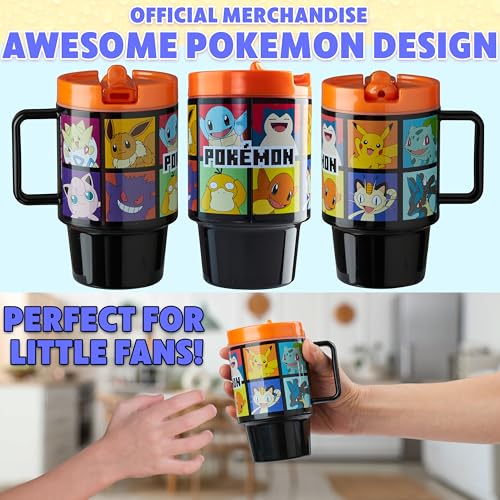 Get Trend Pokemon Kids Water Bottle with Straw 16.9 oz BPA Free Plastic Cup with Lid Reusable Tumbler Pikachu Anime Gifts for Kids (Black Pokemon) - color: Black Pokemon