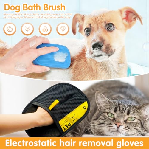 Aglads 12 in 1 Pet Grooming Kit, Dog Grooming Supplies with Self Cleaning Slicker Brush, Dematting Comb, Safety Nail Clippers, for Small Medium Large Dogs Cats Rabbits Long Short Curly Hair(12, blue) - color: BLue