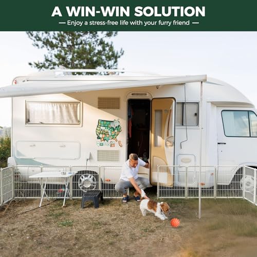 FXW Rollick Dog Playpen, Indoor, Yard & RV Camping, 40" H, 16 Panels | Easy setup, Heavy-duty, DIY layouts, for Medium & Large Dogs, Patented - color: White, size: 40"H