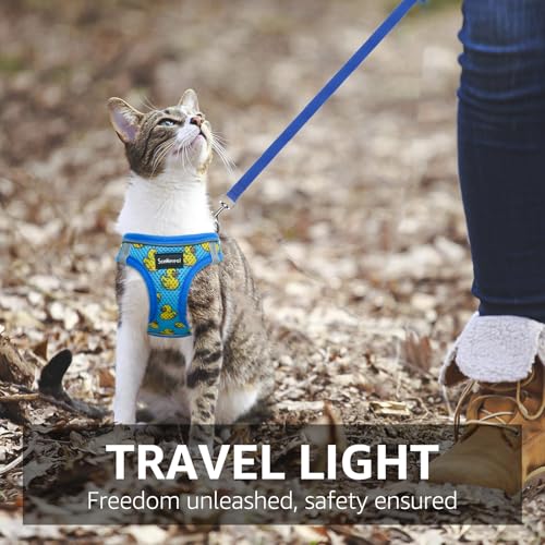 SCENEREAL Cat Harness & Leash Set Escape Proof - Adjustable Air Mesh Vest with Reflective Strips for Kittens, Puppies, Rabbits, Duck S - color: Duck, size: Small(Fit Chest 11.3-12.5in)