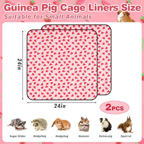 2 PCS Guinea Pig Cage Liner, Reusable Waterproof Guinea Pig Liner, Washable Small Animals Bedding, Super Absorbent Pet Pee Pads Guinea Pig Mats, Rabbit Mats for Cages (24 * 24 inch) - size: 24*24 inch 2pack