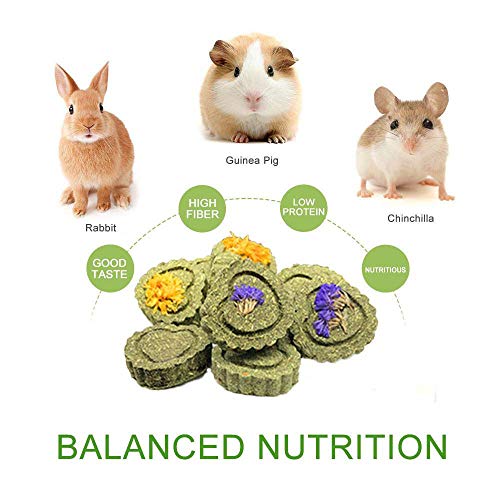 Bunny Chew Toys for Teeth, Natural Pet Chew Toy Hand Made Timothy Hay Cakes for Chinchilla Guinea Pig Hamsters Holland Lop Prairie Dogs Squirrels Gerbils Rabbit Chewing & Molar Teeth, 9.5oz - color: 1 Pack Timothy Hay Circle