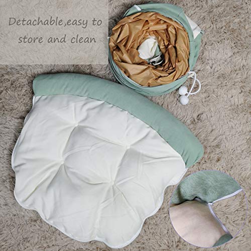 LEFTSTARER 2-in-1 Collapsible Cat Tunnel for Indoor Bed and Hideout - Pet Dog Rabbit Bunny Ferret Tunnel Tubes Toys with Removable Washable Mat, Tower Wheel Stuff - color: 2.Coffee