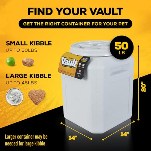 Vittles Vault Traditional Pet Food Storage Container For Dog Kibbles/Bird Seed/Oatmeal/Rice/Flour/Cereal, BPA Free Plastic, Sealed Airtight For Cat Food, Up To 50 lb, Made in USA, With Scoop, Gray - size: 50 Pounds