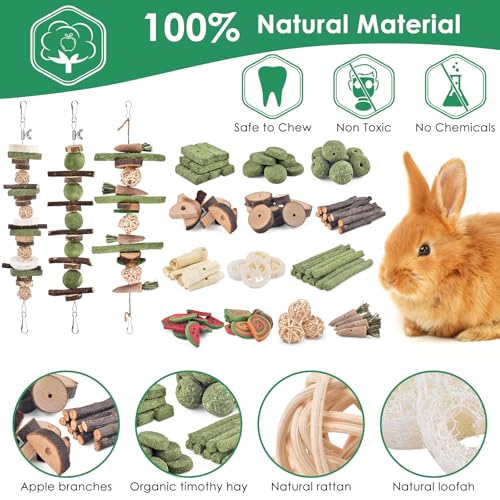 KATUMO Rabbit Chew Toys, 134 PCS DIY Hamster Chew Toys Kit Bunny Teeth Care Molar Ideal for Rabbit, Guinea Pig, Chinchilla, Hamster, Squirrel, Gerbils Etc Small Rodent Pets' Teeth Grinding - style: 134 PCS