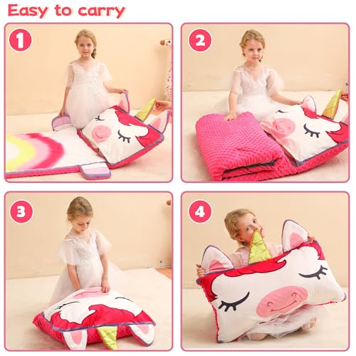 Wizland Sleeping Bag for Kids,Portable Daycare Nap Mat -61.8"×28.3" for 3 4 5 6 7 8 - color: Kid Dog Sleeping Bag