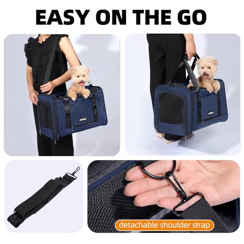 Cat Carrier for Travel, Soft-Sided, Top Loading, Privacy Curtain, to 20 lbs | Medium Pet Carry Bag Nervous Cat, Vet Visits Car Transport, Luggage Sleeve Suitcase Attachable Small Puppy Crate Kennel Navy - color: Navy