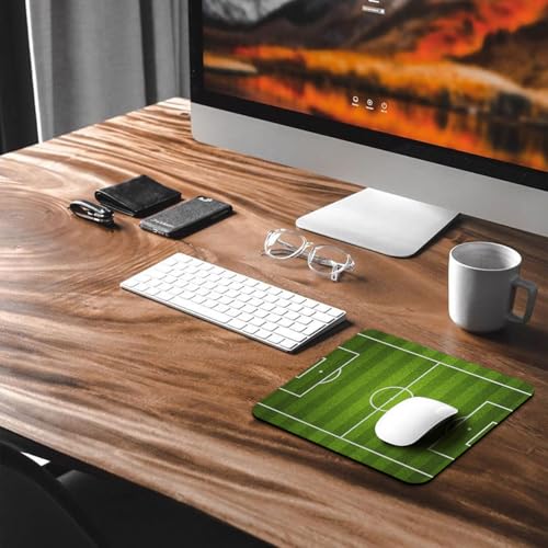 Soccer Field Mouse Pad, Football Pitch Green Grass Sports Stadium Desk Mat | 9.5"x 7.9", Cute Smooth & Anti-Slip Mousepad - color: Green
