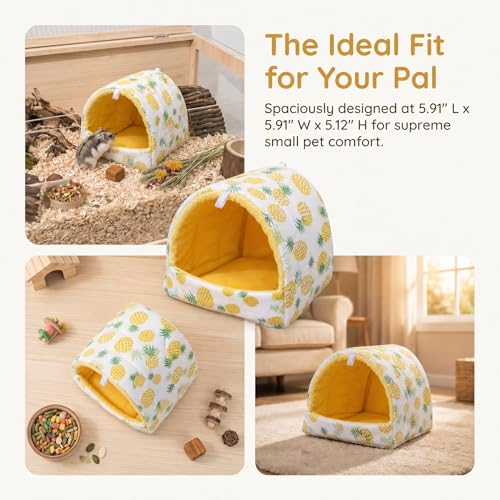 Rat Hamster Warm Bed House Hut Hanging Hammock Cute Nest for Small and Medium-Sized Pets (L), Suitable for Larger Pets(XL)-L-Yellow - color: Yellow, size: L