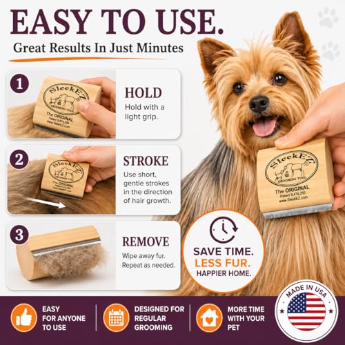 SleekEZ Cat Brush for Shedding - Deshedding Brush for Cats - Patented Grooming Tool for Removing Loose Fur, Undercoat & Hair - Made in USA - Works on Short, Medium & Long Coats - style: Cat Brush