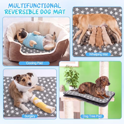 2 Pack Dog Cooling Mat 27" x 36" Self Cooling Pet Cat Pad with Color Changing Star Pattern Portable Washable Summer Rug for Large Dogs Cats Non-Slip Mat for Crate Indoor - size: 27" X 36"