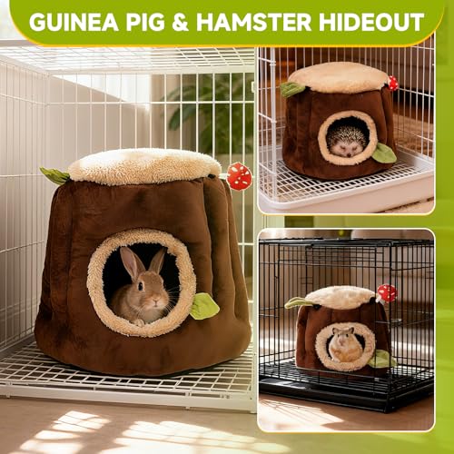 LYART Guinea Pig Hamster Bedding or Hideout for Mouse Mice Rat Ferret Bunny Fluff Bedding Bed House Cage Accessories, Dwarf Rabbits Hedgehog Bearded Dragon Warm Bedding Winter Nest Cave, Washable(1.S) - size: 1.S