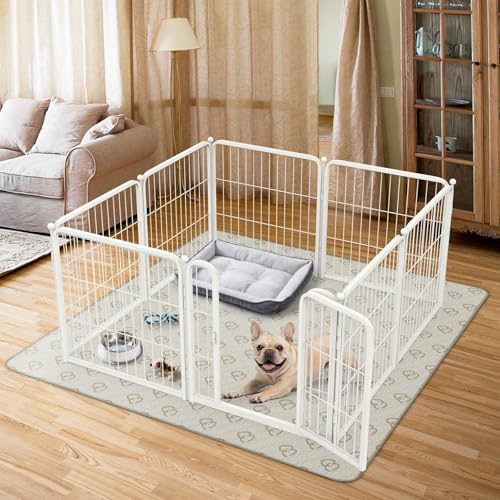 FXW Homeplus Indoor Dog Playpen with Washable Pee Pad, 24" H, 8 Panels | Calm Indoor Play Area, Super Absorbent Pad for Easy Cleanup, for Puppies & Small Dogs, Patented - color: White, size: 24"H