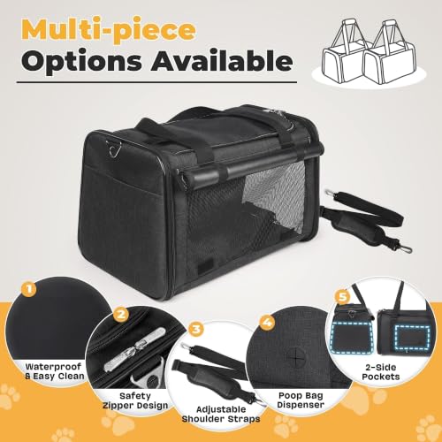 YUDODO 25lbs Cat Carrier Lightproof Soft Sided Pet Carrier for Large Cat | Airline Approved, Lightproof Breathable Design, Side Pockets, Durable Mesh, Foldable and Portable, Black - color: Black