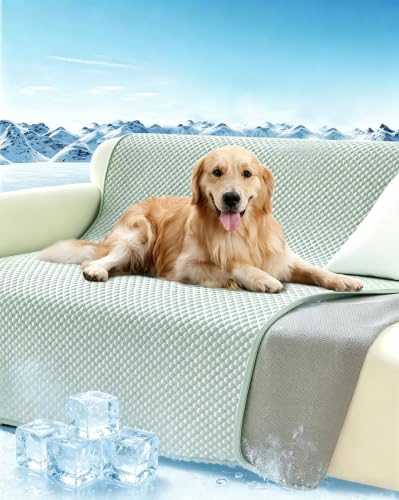 Lekereise Cooling Mat for Dogs - Self-Dog Cooling Mat Indoor, Pressure-Activated Cold Blanket for Sofa, Floor & Car, Crate, 83'' x 102'', Green - size: XL(83"x 102"x 0.79")