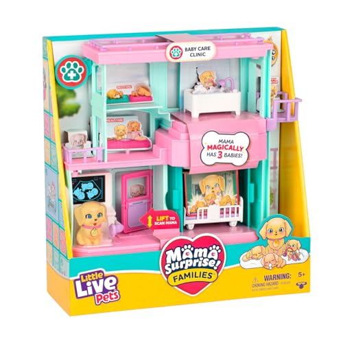 Little Live Pets Mama Surprise Families Pet Vet Playset, Baby Care Clinic Animal Hospital Play Set, 3 Puppies, Accessories, Vet Toys for Kids 5+ | Baby care clinic animal hospital play set, 3 puppies, accessories, vet toy, toys for girls and boys, screen-