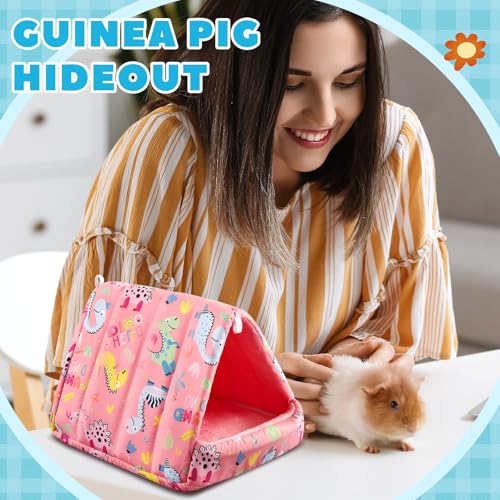 Cinnvoice 4 Pcs Guinea Pig Hideout, Guinea Pig Bed Tunnel, Rabbit Washable Small House Cage Accessories for Bunny Hedgehog Mouse Chinchillas Hamsters Ferrets Bearded Dragons Rats (Wonder Tale,7.9 in) - size: 7.9 in, style: Wonder Tale