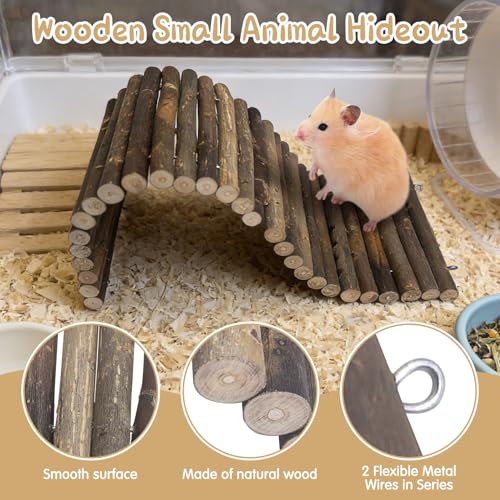 Hamiledyi Natural Wood Hamster Bridge, Bendable Climbing Ladder Small Animal Cage Accessories for Dwarf Hamster, Gerbils, Mice, Sugar Glider (15.7×5.9 in) - size: 15.7" × 5.9" (1 pcs)