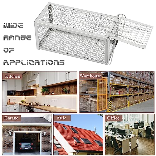 Qualirey 2 Pcs Humane Rat Trap Chipmunk Rodent Mouse Squirrel Trap,Silver | 9.1 x 4.5 x 4.5 Inches Mouse Voles Hamsters Cage Rat Cage for Mice Easy to Catch and Release - color: Silver