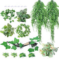 CousDUoBe 12 PCS Reptile Plants Set, Reptile Corner Branch Bearded Dragon Tank Accessories Leopard Gecko Tank Accessories，Terrarium Decorations with Suction Cup