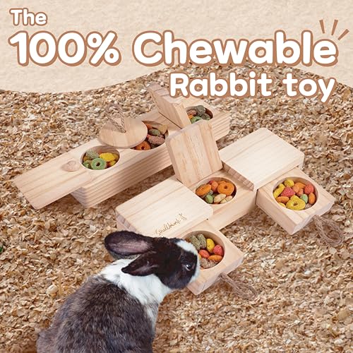 SoulThink® Interactive Wooden Pet Rabbit Toys - Sniff n' Snack Bunny Chew Toys for Rabbit Treats, Suited as Guinea Pig, Hamster for Boredom, Bunny Toys for Rabbits Keep Busy (2 Sets) - style: Sniff n' Snack - Beginner