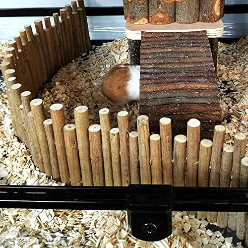 Ejoyous Hamster Wooden Bridge, Wood Ladder Hamster Fence Hideout Cage Bedding Climbing Toys for Syrian Hamsters Gerbil Small Animals (60CM Fence) - size: 60CM Fence