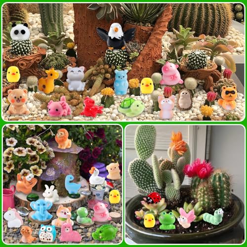 DIYDEC 50pcs Mini Resin Animal 50 Styles Tiny Resin Animals Miniature to Hide Little Small Animal Figures Bulk for Holiday Party Favors Bag Fillers Garden Dollhouse Crafts Decor