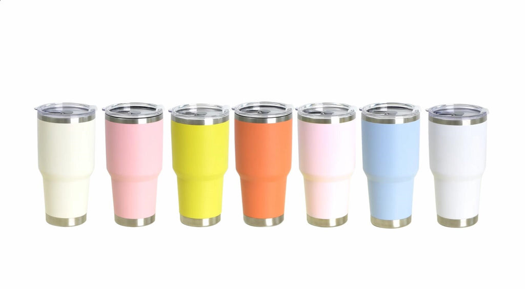 D·S 30oz White Tumbler Double Wall Vacuum Insulated Travel Coffee Mug | Double Wall Vacuum Suit Cold and Hot Drink Fits in standard car cup holders With Splash-Proof Lid - color: White