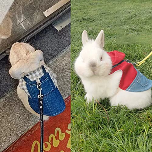 2 PCS Rabbit Harness and Leash Set Bunny Leash with Hat Small Animals Clothes Bunny Outfits for Rabbit Guinea Pig Harness Small Pet Harness for Kitten Tiny Puppy Ferret (A, Large) - size: Large