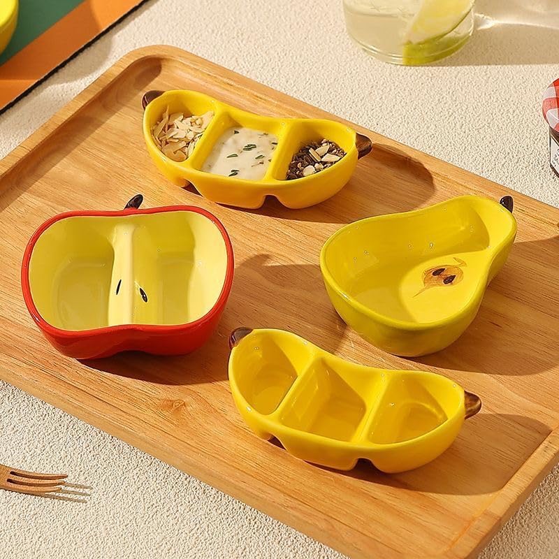 Hamster Food Bowl Ceramic, Cute Apple Pear Banana Shape Small Pet Feeding Dish, Easy to Clean Anti Flipping Guinea Pig Hamsters Food and Water Bowl, Small Animal Bowls for Dwarf, Parrots (Pear) - color: Pear