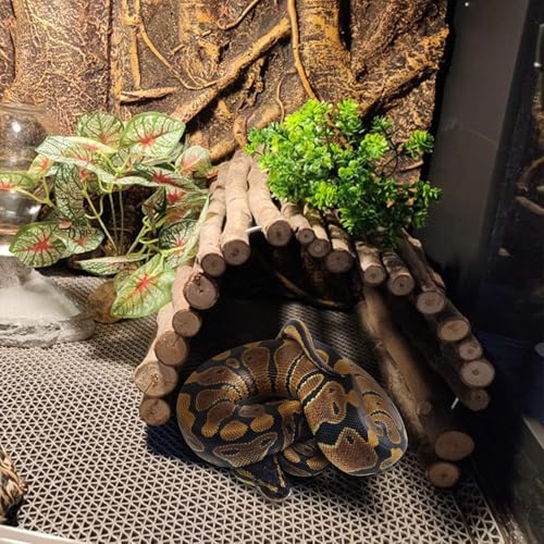 Hamiledyi Extra Large Tortoise Hide 20"x 11.8" Wooden Reptile Hides Large Snake Hide Turtle Hut Bendable Climbing Bridge Wood Tunnel Turtle Hideout for Ball Python Bearded Dragon Chameleon Lizard - size: XL-19.7 x 11.8 -3 PACK