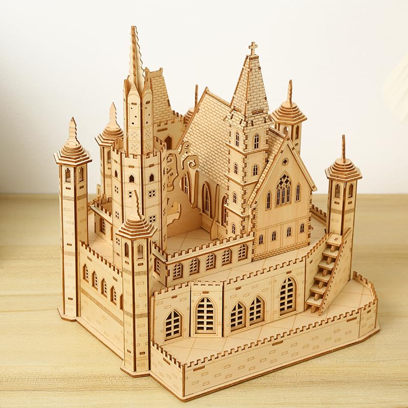 3D Wooden Puzzle for Adults, Mechanical Castle House Model, DIY House Model Building Kit Handicraft Wood Craft Hobbies Toy, Birthday for Hobbyist 14+ Family Women Men, 234 Pcs - style: Castle House