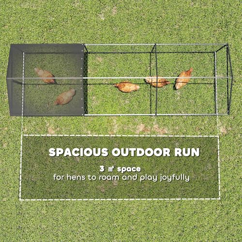 PawHut Large Metal Chicken Coop Chicken Run, Cover 3-5 Poultry 118"x39"x39" | Waterproof, Anti-UV, Outdoor Poultry Cage Rabbit Hutch, Backyard Farm, for Duck, Cat