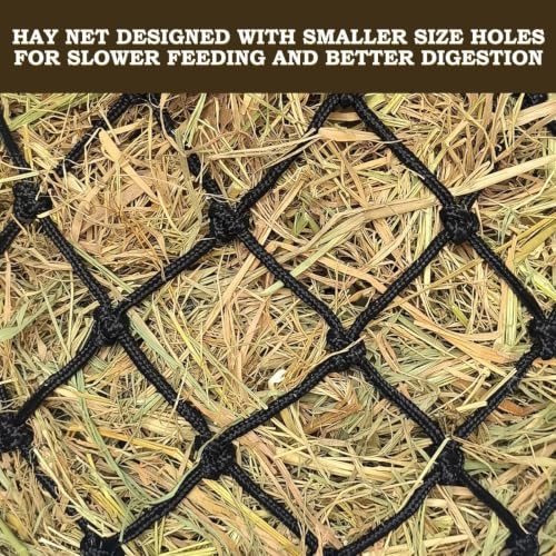 Hay Net for Horses,Slow Feed Hay Bag for Horses Goat Sheep 3 Black | Hanging Hay Feeder Bag for Horses Stable Stall Paddock Rest Toy - color: 3 Black