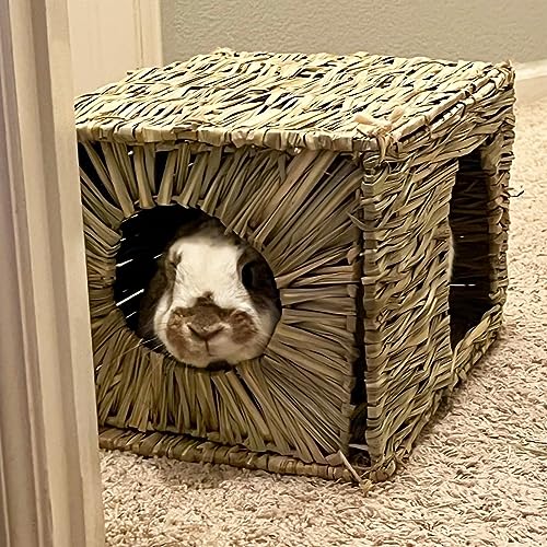 LWINGFLYER Rabbit Grass House Bunny Grass House Sleeping Chew Toys for Small Animal Bunny Hamster Chinchillas Guinea Pet Hay Bed (1PCS)