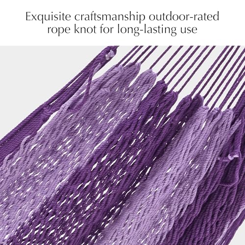 Handwoven Rope Mayan Hammock for Outside, 600 lbs Capacity | 2 Person, Portable Carrying Bag, Easy-Used Tree Straps, Carabiners, Soft Fabric, Patio (Mauve Purple, X-Large) - color: Mauve Purple, size: X-Large