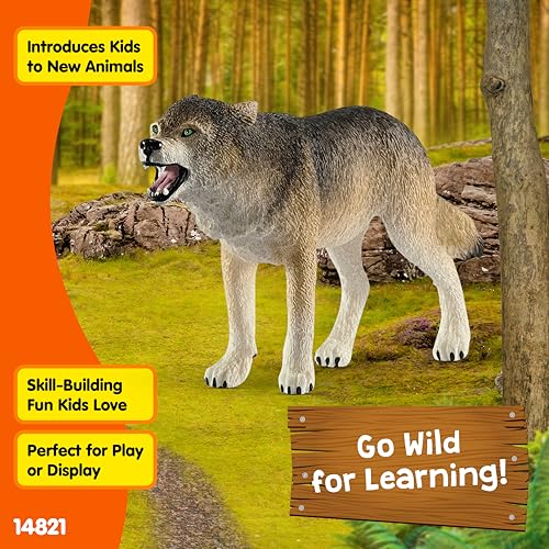 Schleich Wild Life Realistic Prowling Gray Wolf Figurine - Durable North American Forest Animal Figure for Kids, Perfect Toy for Fun and Imaginative Adventures, Gift for Boys and Girls Ages 3+ - style: Gray Wolf