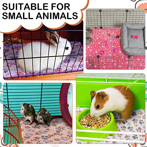 Moukeren 5 Pcs Guinea Pig Waterproof Fleece Cage Liner,Paw Print,12 x 12'' | Washable Absorbent Bedding for Hamsters Rabbits, Reusable Pee Pad, Soft Blanket Sleep Mat, Easy Clean Small Animal Supplies