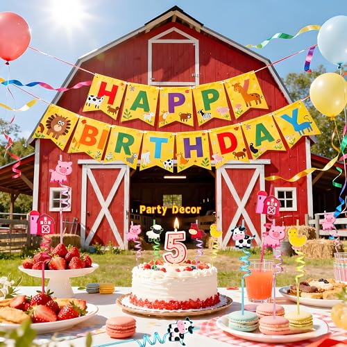 24 Reusable Plastic Drinking Straws for Farm Animal Birthday Party Favors | Fun Crazy Straws for Kids,Horse Cow Duck Sheep Pig Tractor Barnyard Theme Party Decorations,Classroom Prizes Student Gifts