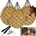 3 Pcs 47" Hay Nets for Horses with Straps & Hooks | Slow Feed Hay Bags for Horses, Hanging Hay Net Feeder, Heavy Duty, For Stall, Fence, Trailer, Goats & Sheep