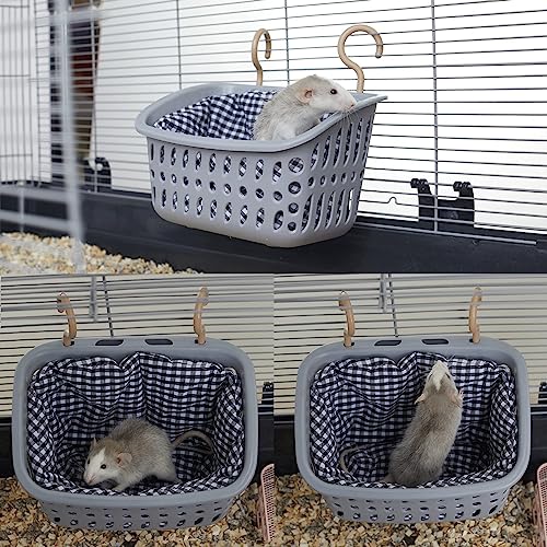 JWShang 2 Pack Sugar Glider Climbing Rope Toys, Sugar Glider Cage Accessories and Toys, Rat Hammocks for Cage Chew Proof, Rat Warm Bed, Small Animal Hanging Hammock