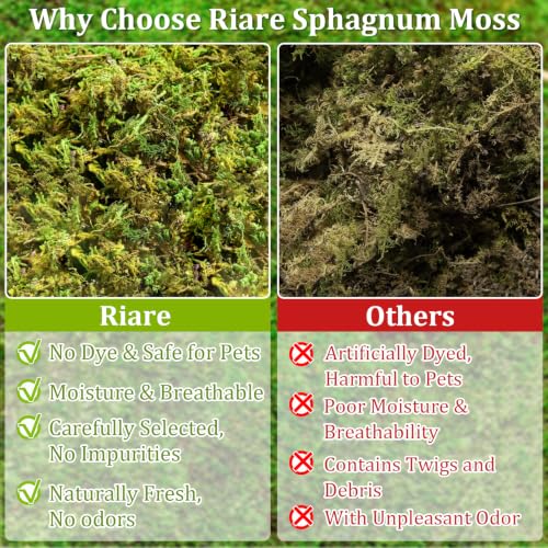 Riare 1.3LB Sphagnum Moss for Reptiles- 50QT Natural Reptile Moss Bedding | Moisture Retaining, Terrarium Moss Reptile Substrate for Tortoises, Turtle, Snakes, Leopard Geckos, Frogs, Orchids Plants - color: 1.3LBS