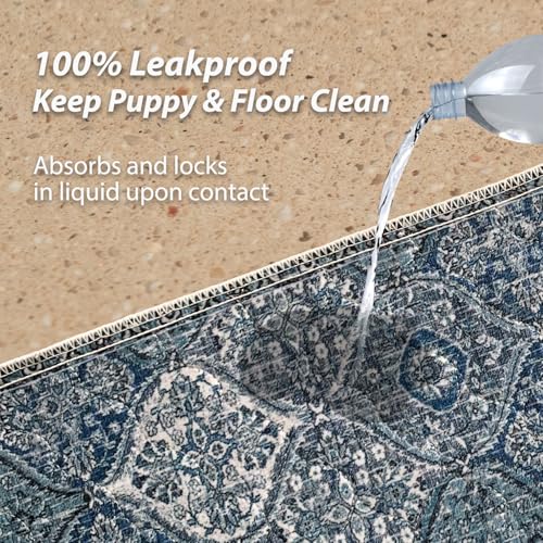 nunubaby 4PACK Washable Pee Pads for Dogs, Stylish, Non-Slip and Leak-Proof Pee Pads. Reusable Potty Pads for Dogs for Crates and Floors.(Blue/Multi,18" x24" ) - color: Blue/Multi, size: 18x24 Inch (Pack of 4)