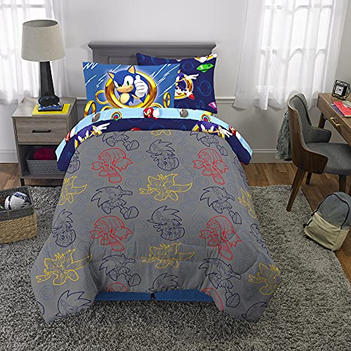 Franco Kids Bedding Super Soft Comforter and Sheet Set with Sham, 5 Piece Twin Size, Sonic The Hedgehog, Anime - color: Sonic the Hedgehog, size: 5 Piece Twin Size