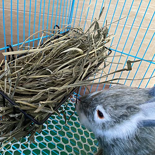 Rabbit Hay Feeder Rack Guinea Pig Hay Dispenser for Cage Hanging Metal Feeder Small Animals Hay Holder Manger for Rabbits Guinea Pigs Chinchillas Ferrets (Black - 2 in a Group)