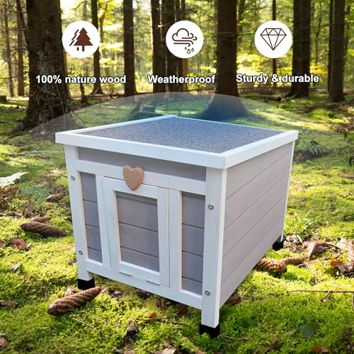 Cat House for Outdoor Cats, Insulated Outdoor Cat House with Liner | Waterproof Wooden Outside Shelter for Feral Cats, Rabbit Hutch Outdoor Indoor Bunny Cage Small Pet House And Habitats
