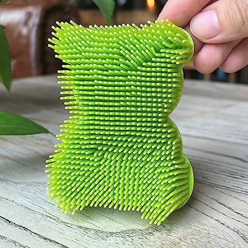 Premium Sensory Brush for Kids or Autism,Soft Silicone Body Scrubber,2 in 1 Sensory Room Occupational Therapy Fidget Brushes,Silicone Loofah,Pets Shower Brushes Bath Brush Shampoo Brush（Bear-Green） - color: Bear-green